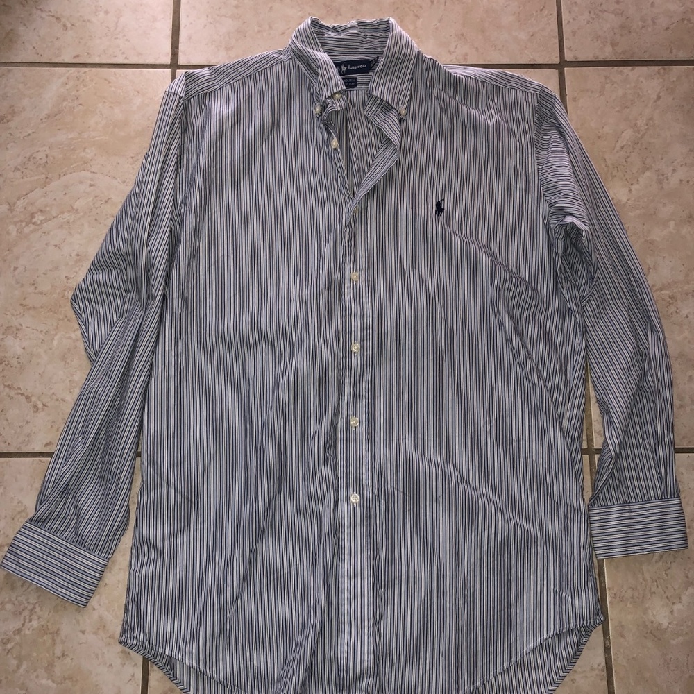 Ralph Lauren Blue Long Sleeve Stripes - 15-33 100%